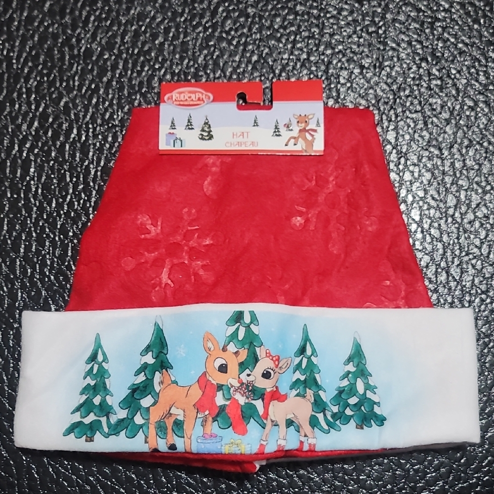 Festive Christmas Holiday Rudolph the Red Nosed Reindeer and Clara Ted Santa Hat